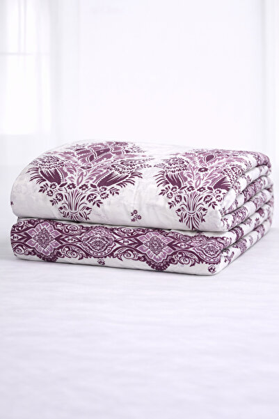 İQON Double Size (1 Piece) Duvet Cover 100% Cotton Satin Purple-White