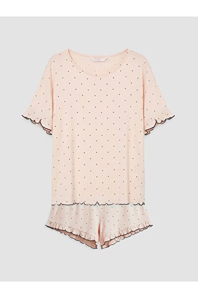 LC Waikiki Crew Neck Polka Dot Women's Shorts Pajama Set