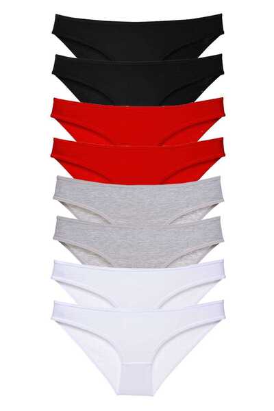 Mestore طقم سراويل داخلية نسائية من الليكرا مكونة من 8 قطع، أسود وأحمر ورمادي...