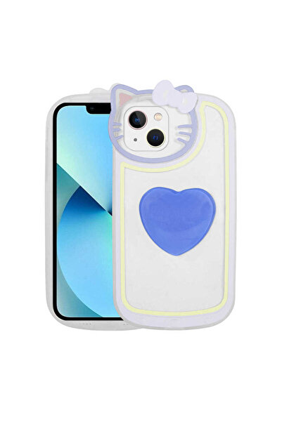 Giz Story حافظة GZST Rhythmic الشفافة المتوافقة مع iPhone 13 مع شكل قطة - أزرق