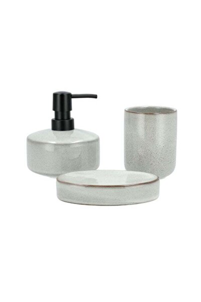 homez CERAMIC BATH SET 3 PCS TOILET BRUSH, TUMBLER, SOAP DISPENSER