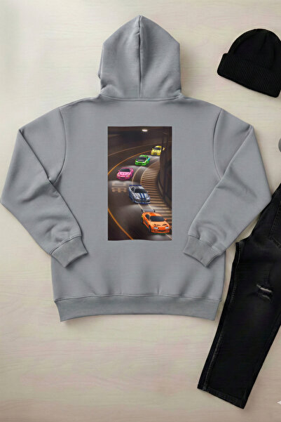 OXVİN فايف كارز - سترة بقلنسوة للجنسين مع جيب كانجارو بثلاث خيوط (مع صوف من ا...