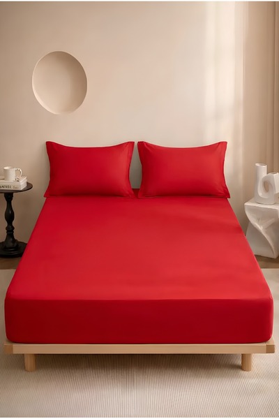 miar home perde tekstil 100% Cotton Elastic Sheet Set – 2 Flounce Pillowcases