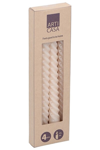 Arti Casa Set of 4 twisted candles Arti Casa, 7x2x25 cm, Cream