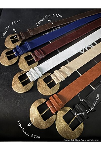 Fiori 7-Piece Faux Leather Oval Buckle Women's Trouser Belt, Jacket Belt, Shi...