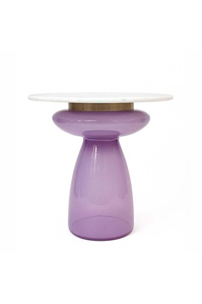 homez Glass Drink Table 61*47cm, Lilac