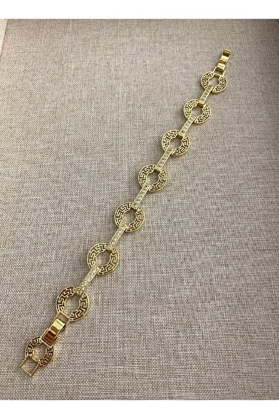 Bade Jewelry Vip Gold Yuvarlak Sıralı Model Kararmaz Çelik Şık Bileklik 17+2 cm