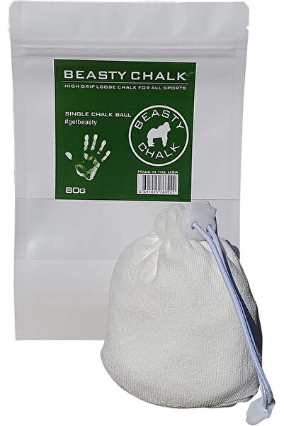 BEASTY Chalk - 80g Ball - Excellent for Gym in Refillable Sock - Non-Toxic - ...