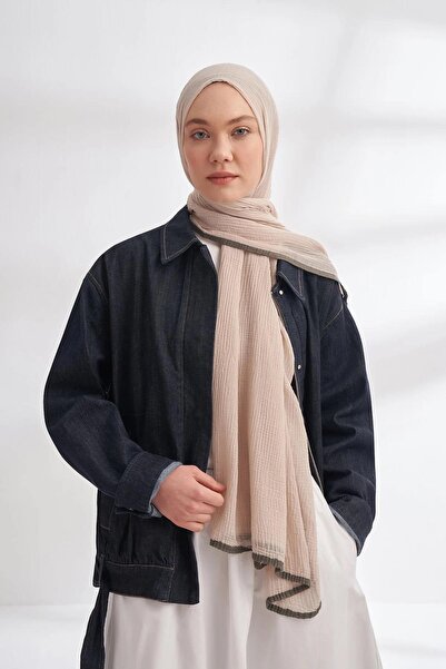 ARMANDA Muslin Piping Shawl - Stone