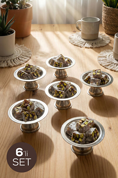 Vienev Set of 6 Silver Color Round Turkish Delight Bowls and Presentation Bowls