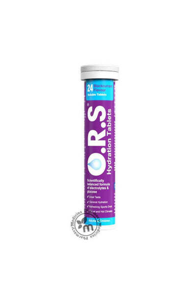 ORS O.R.S Hydration Tablets Blackcurrant Flavor for Adults & Children, 24 Tab...