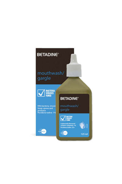 BETADINE 1% Povidone Iodine Mouthwash, 125ml