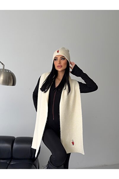 erki triko Set eșarfă și căciulă din tricotaj brodat cu rață