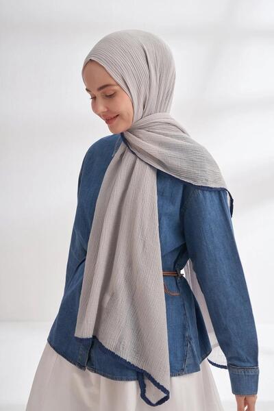 ARMANDA Muslin Piping Shawl - Silver