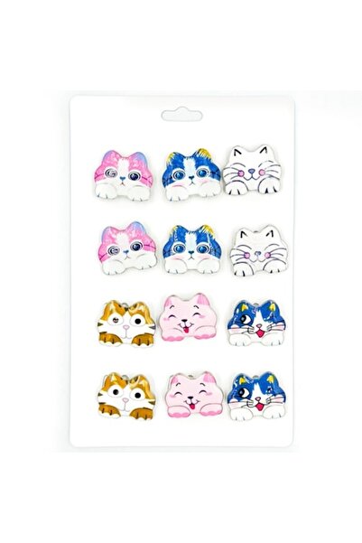 OricareFain Set of 12 Brooches, Kitten, Metal, Multicolor