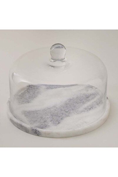 LA MESA حامل كيك زجاجي بقاعدة رخامية 28 × 20 سم