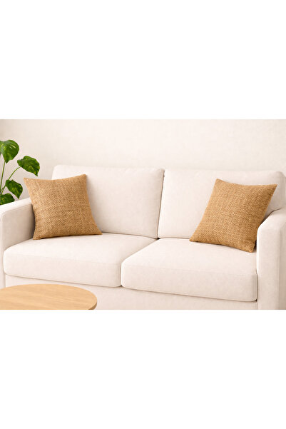 HOUSERİCH Doğal Jüt Kırlent Kılıf Seti (2’li) , Yumuşak dokulu