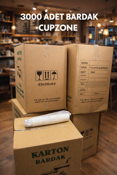 cupzone Karton Bardak 7 oz – 3000 Adet | Çay & Kahve Uyumlu