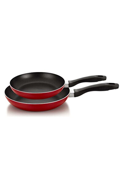 Pentola 2pcs aluminum non stick frying pans set, red 22cm, 26cm