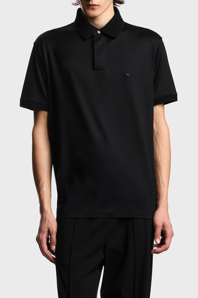 Emporio Armani Cotton Blend Regular Fit Logo Buttoned Polo Men's Polo Em00458...