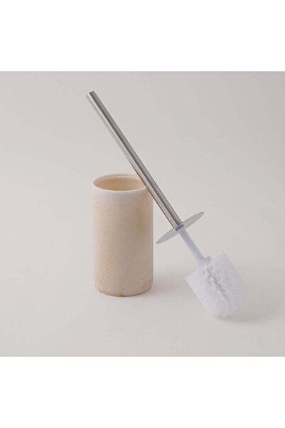 homez حامل فرشاة المرحاض المصنوع من مادة البولي ريزين مع فرشاة، بيج