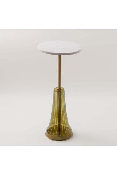 homez Marble Side Table 30*64cm, Olive Green