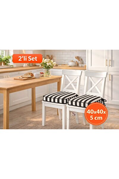 shules collection Siyah Biyeli Sandalye Minderi 40x40x5 cm – Leke Tutmaz Sıvı...