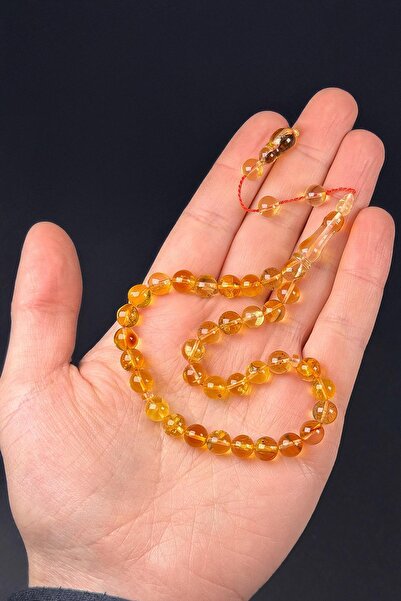 TESBİHKENTİ Wrist Length Systematic Globe Rock Drop Amber Prayer Beads