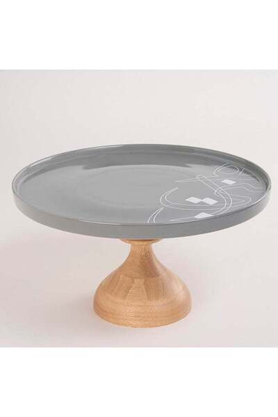 LA MESA Footed Cake Stand Calligraphy Wb 12.5"