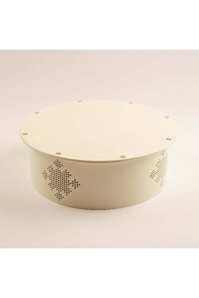 LA MESA حامل كيك بورسلين بقاعدة معدنية من مجموعة نسيج، 30 سم، بيج