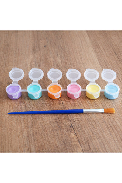 ABAD.HANDMADE Çocuklar için 6lı pastel renkli kapaklı boya kabı ve fırça