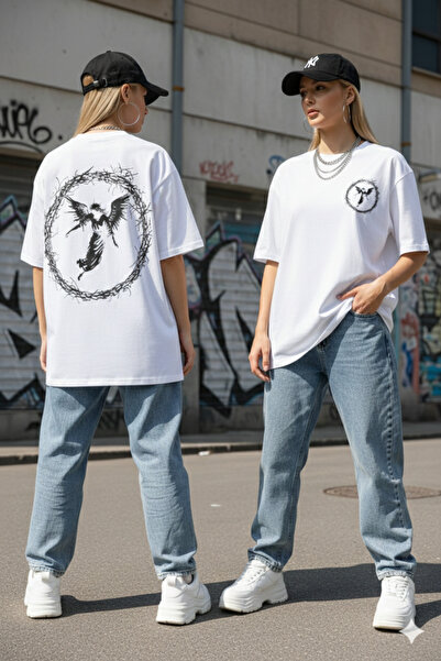 FUWEAR Μπλουζάκι Unisex Μαύρο Oversize με στάμπα πεταλούδας και λαιμόκοψη ποδ...