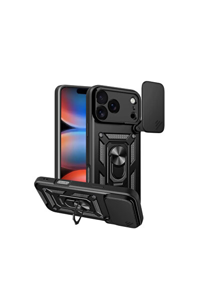 eco port غطاء سيليكون لآيفون 17 برو مع حلقة للعدسة - أسود