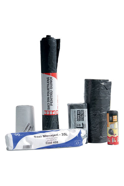 Intern Saci de curățenie 120 l 70 x 110 cm HDPE negri 10 bucăți/rolă