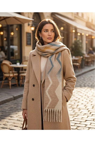 Elit Scarf Zi̇kzak Desen Premium Atki-Mink