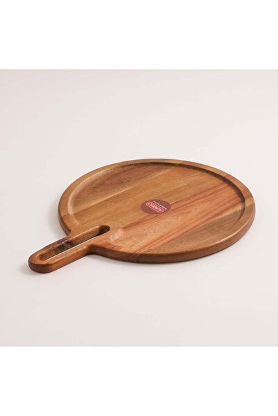 Alberto round serving plate dark brown acacia wood