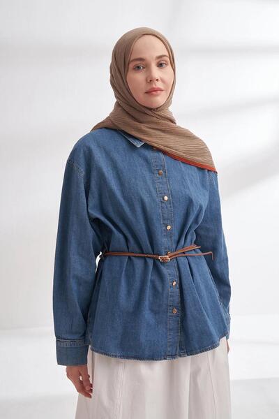 ARMANDA شال من الموسلين - لون ترابي