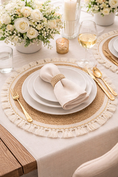 ecrella 2’li Hasır Supla | El Yapımı Püsküllü Amerikan Servis | Gold Detaylı ...