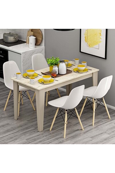 Betroya Şimal Yemek Masası 120x72 Kumtaşı Traverten (Sandalye ve Aksesuarlar ...