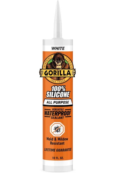 GORILLA Waterproof 100% Silicone Sealant, 284ml, White (Single Pack)