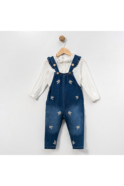 Overdo Girls' 1-4 Years Old Shirt with Embroidered Salopet