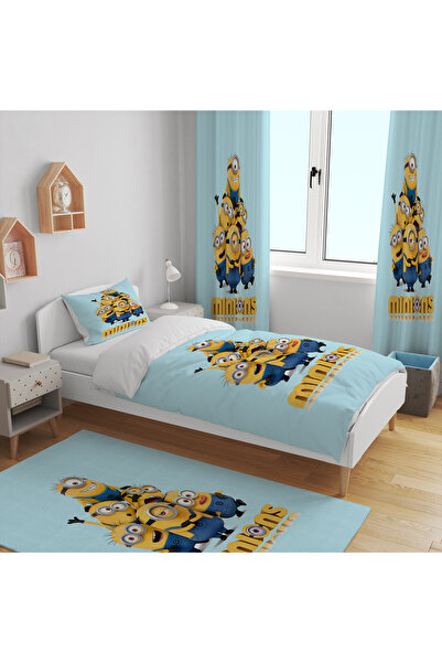 EVSEHOMES MİNYONLAR KİŞİYE ÖZEL TAM TAKIM (FON PERDE 70X260 İKİ KANAT - YATAK...