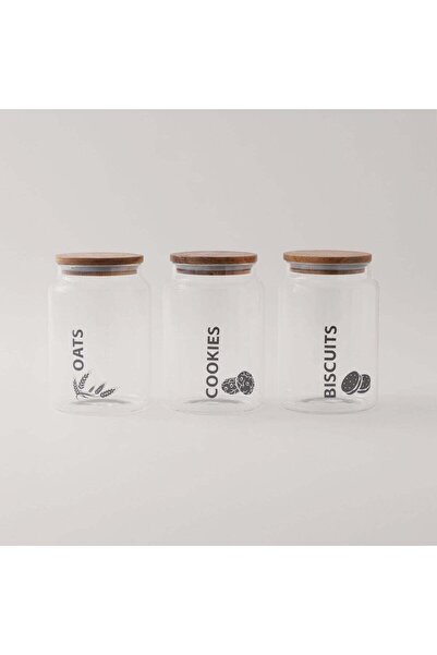 Alberto 3 pcs glass canister jar with acacia lids