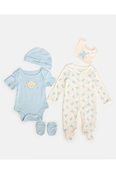 REDTAG Baby Blue Printed Gift Set (5 Piece)