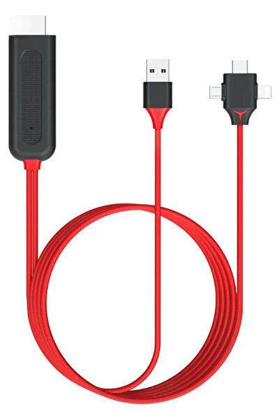 TechnoStation 3in1 Micro Usb Type-c To Hdmı Görüntü Aktarıcı Kablo 1.5m Telef...