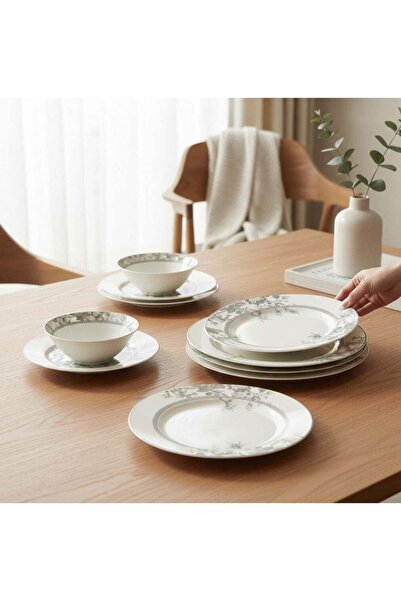 HOMEVEO طقم عشاء بورسلين من هوم فيو مكون من 24 قطعة - فخامة أنيقة لكل مناسبة