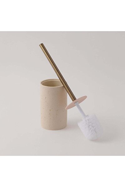 homez حامل فرشاة المرحاض المصنوع من مادة البولي ريزين مع فرشاة، بيج