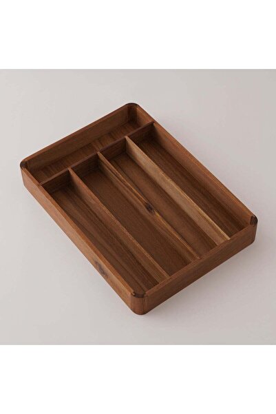 Alberto Acacia Wood Cutlery Box 35.5*25.5*5Cm, Brown
