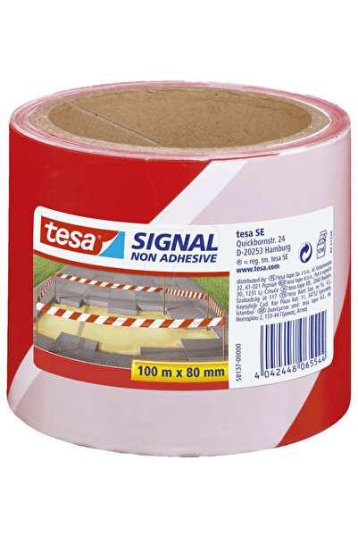 MC Micostore Non-adhesive warning tape red/white 100m 80mm tesa