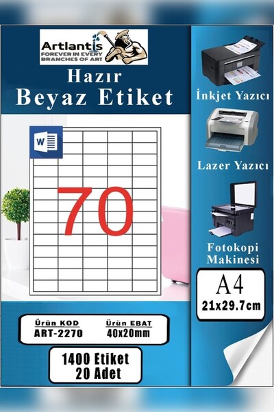 Artlantis A4 etiketa spremna za štampanje 40x20 mm 20 listova 1 pakovanje 70 ...